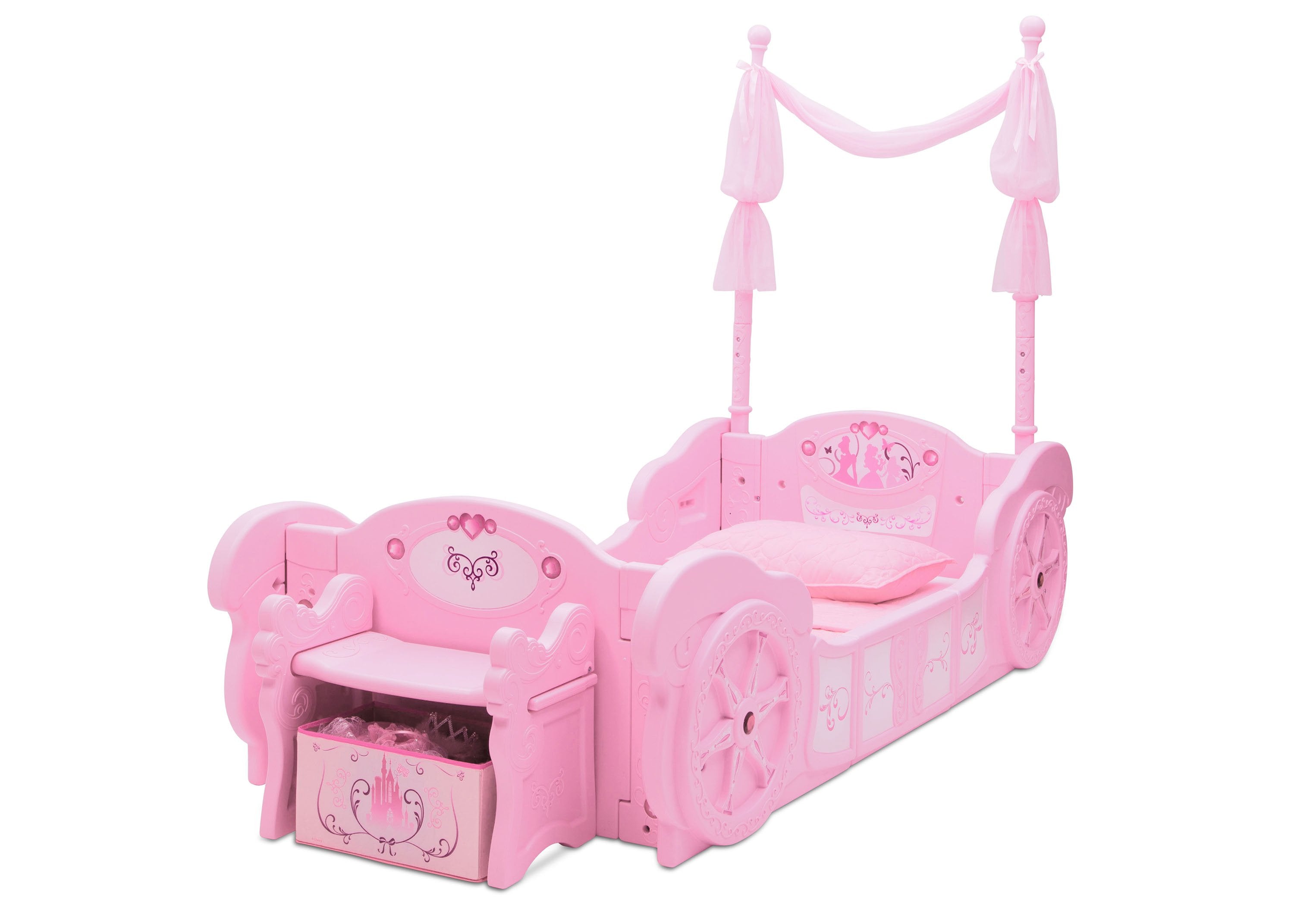 Princess Carriage Convertible Toddler to Twin Bed - Kids Furniture for Girls Room Decor & Nursery - Perfect for Birthday Gifts & Bedroom Makeover