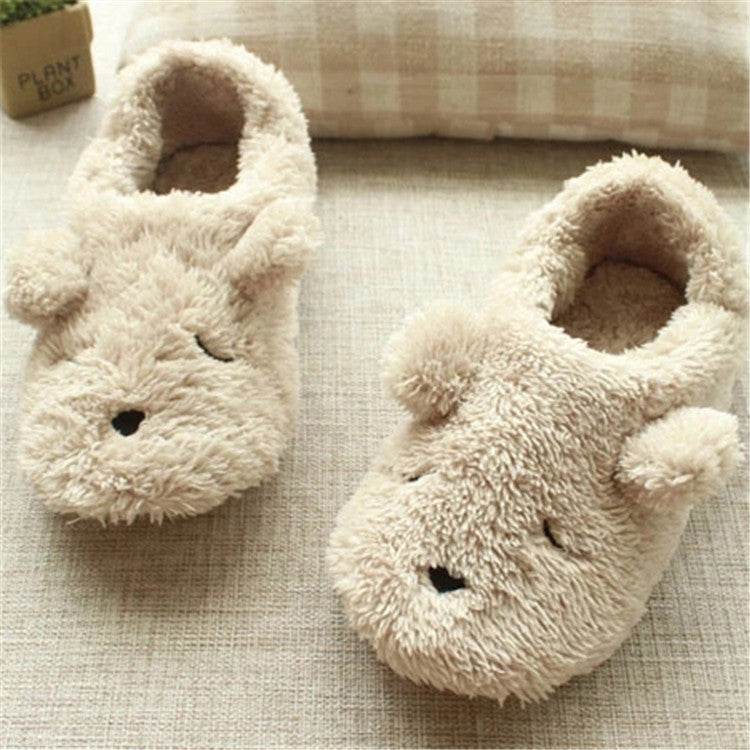 Cozy Fuzzy Puppy Plush Slippers for Women & Kids - Soft Warm House Shoes for Indoor Comfort, Winter Home Wear, Cute Gift Idea