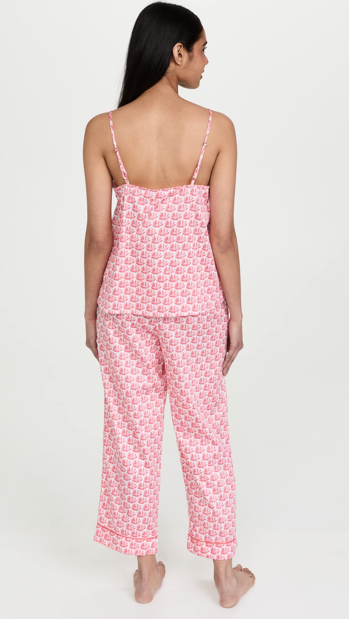 BedHead Pajamas Women's Sleepwear Set - Floral Seashell Print Tank Top & Cropped Pants, Soft Cotton Lounge Wear for Women, Size XL | Perfect for Relaxing at Home, Summer Nights & Gift Giving