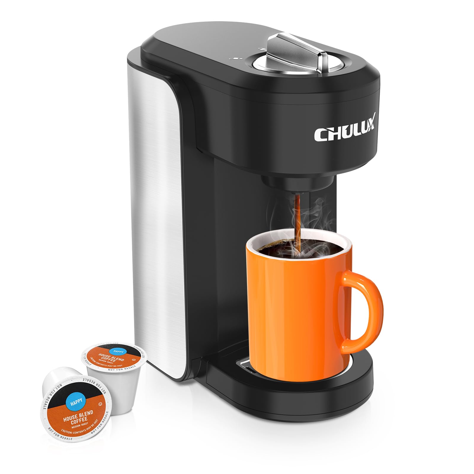 CHULUX Single Serve Coffee Maker for K-Cups & Tea Pods - Compact & Fast Brewing for Home & Office