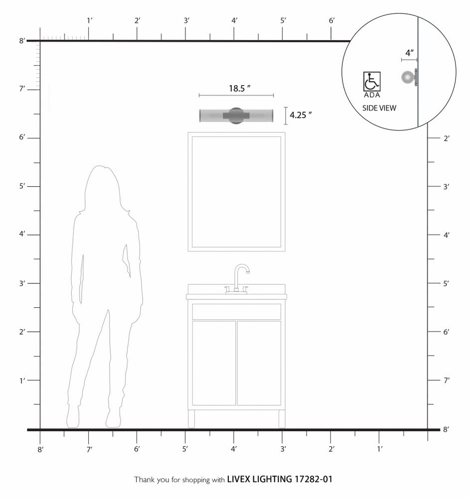 Livex Lighting Bancroft 2-Light ADA Bathroom Vanity Light - 18.5