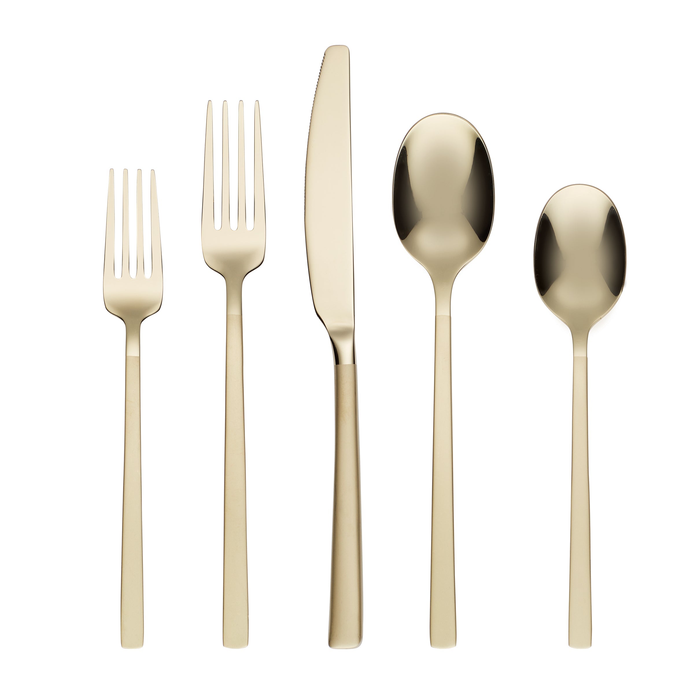 Beveled Champagne Gold Mirror Flatware Set - 20 Piece Stainless Steel Cutlery for Elegant Dining, Wedding Gifts & Home Decor