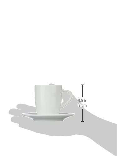 JURA 66499 White Coffee Cups Set of 2 with Saucers - Premium Porcelain Espresso Cups for Home, Office & Cafe Use - Perfect for Cappuccino, Latte & Tea