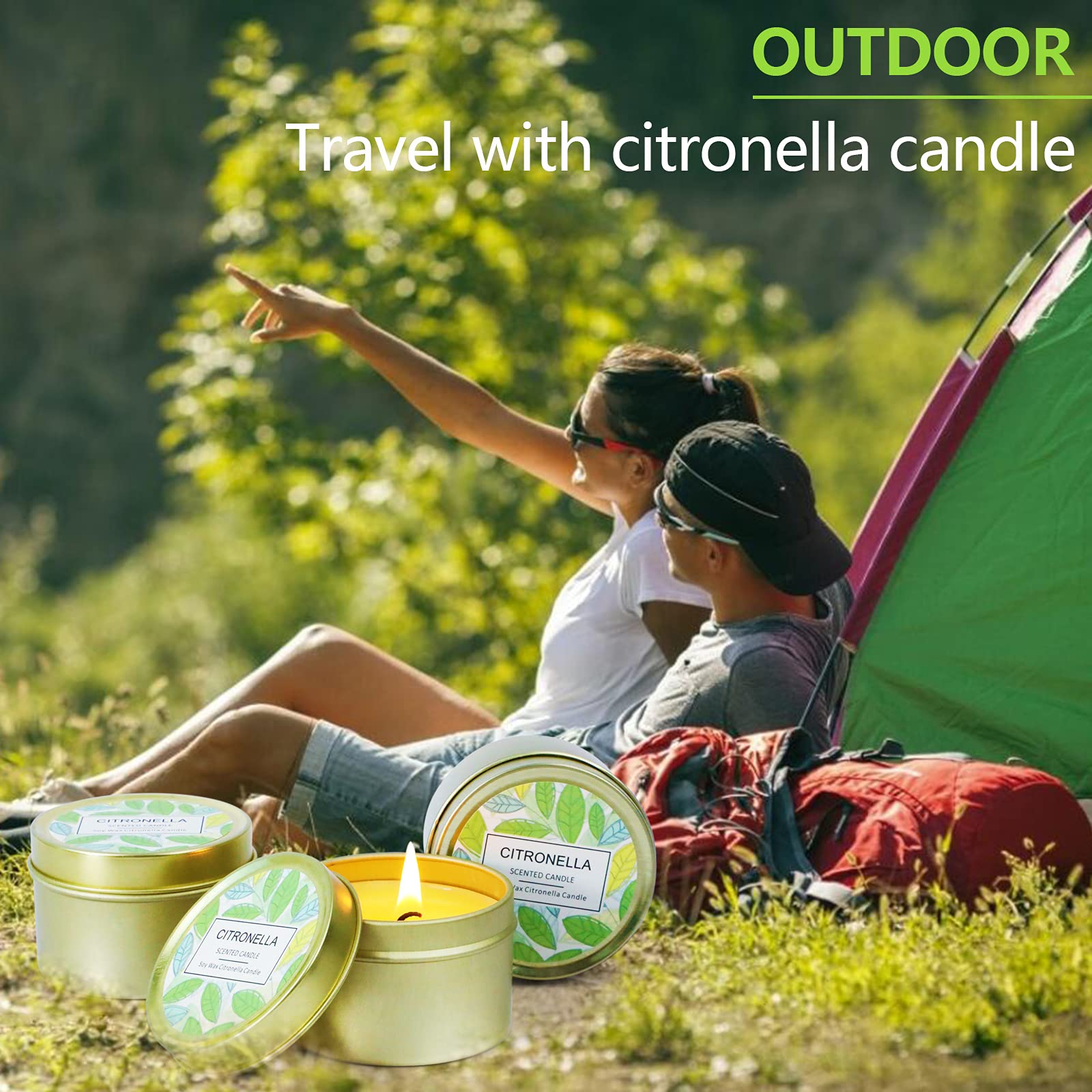 Citronella Soy Wax Candles Gift Set - Outdoor Camping & Garden (12x2.5oz)
