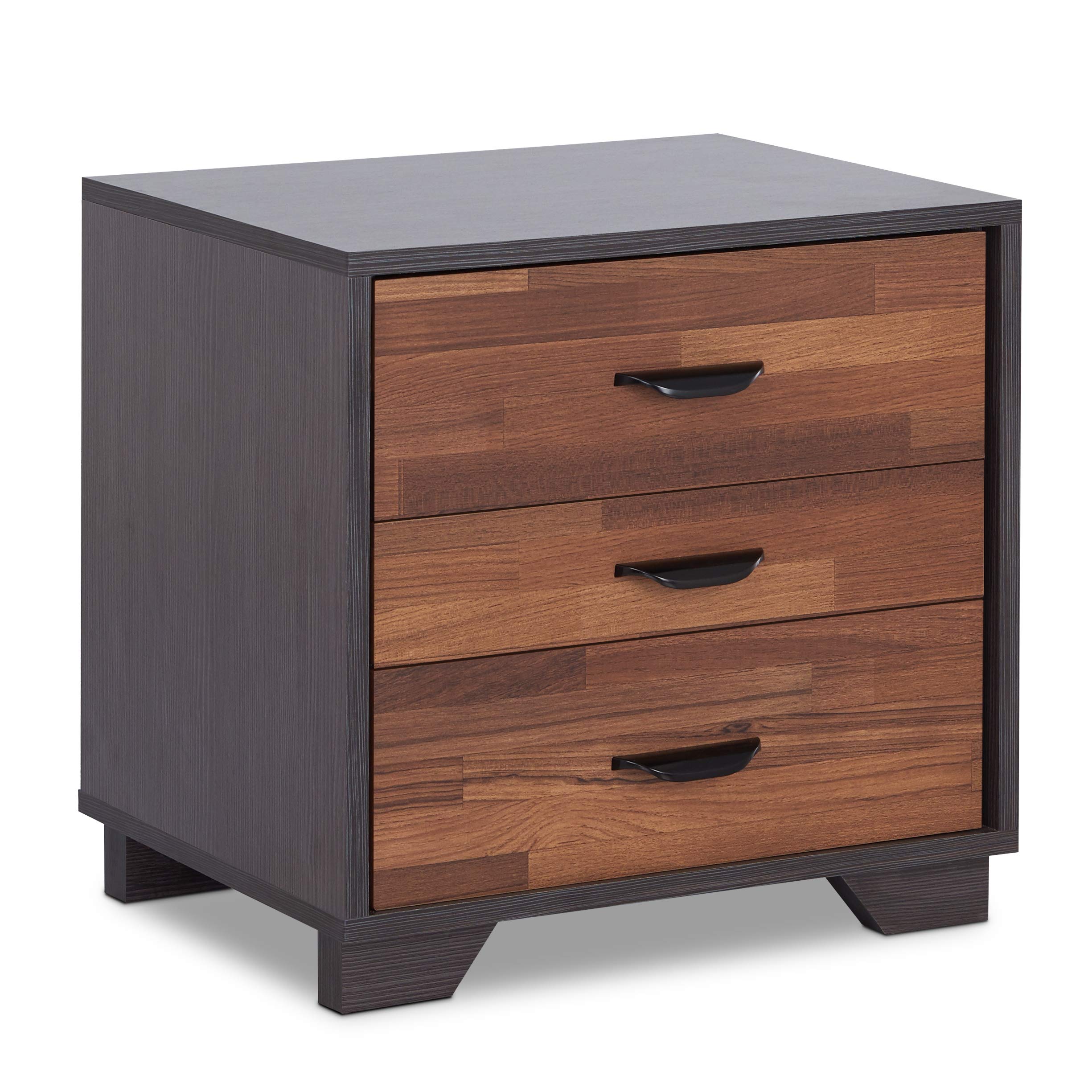 HABITRIO 3-Drawer Nightstand - Solid & Composite Wood Bedside Table with Storage, Space-Saving Bedroom Furniture (Walnut/Espresso) | Perfect for Small Spaces, Apartment Living & Guest Rooms