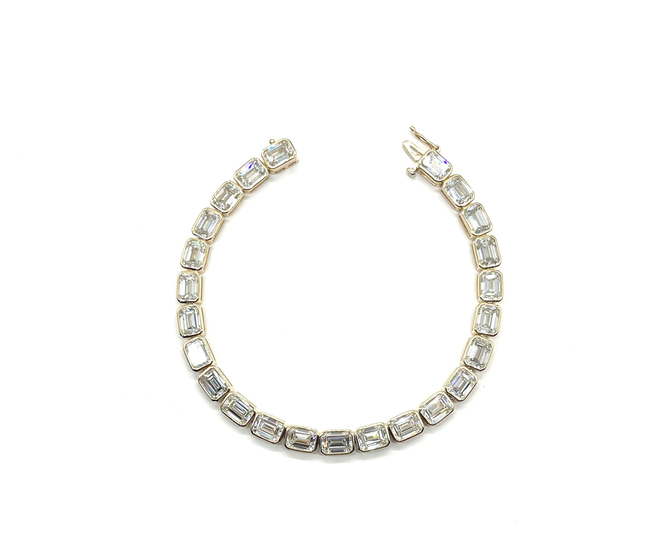 22ctw Lab Grown Emerald Cut Bezel Set Diamond Bracelet for Women - Elegant Tennis Bracelet for Wedding, Anniversary & Special Occasions