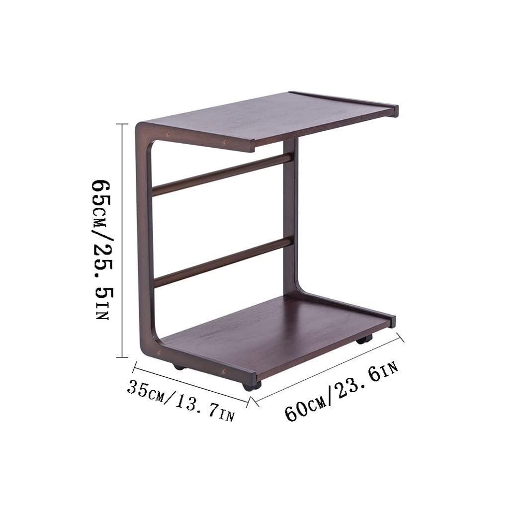 Portable C-Shaped Side Table with Wheels - Adjustable Overbed Table, Snack Tray & Laptop Stand for Sofa, Bed, or Office Use - Easy Assembly Rolling End Table for Living Room, Bedroom & Small Spaces