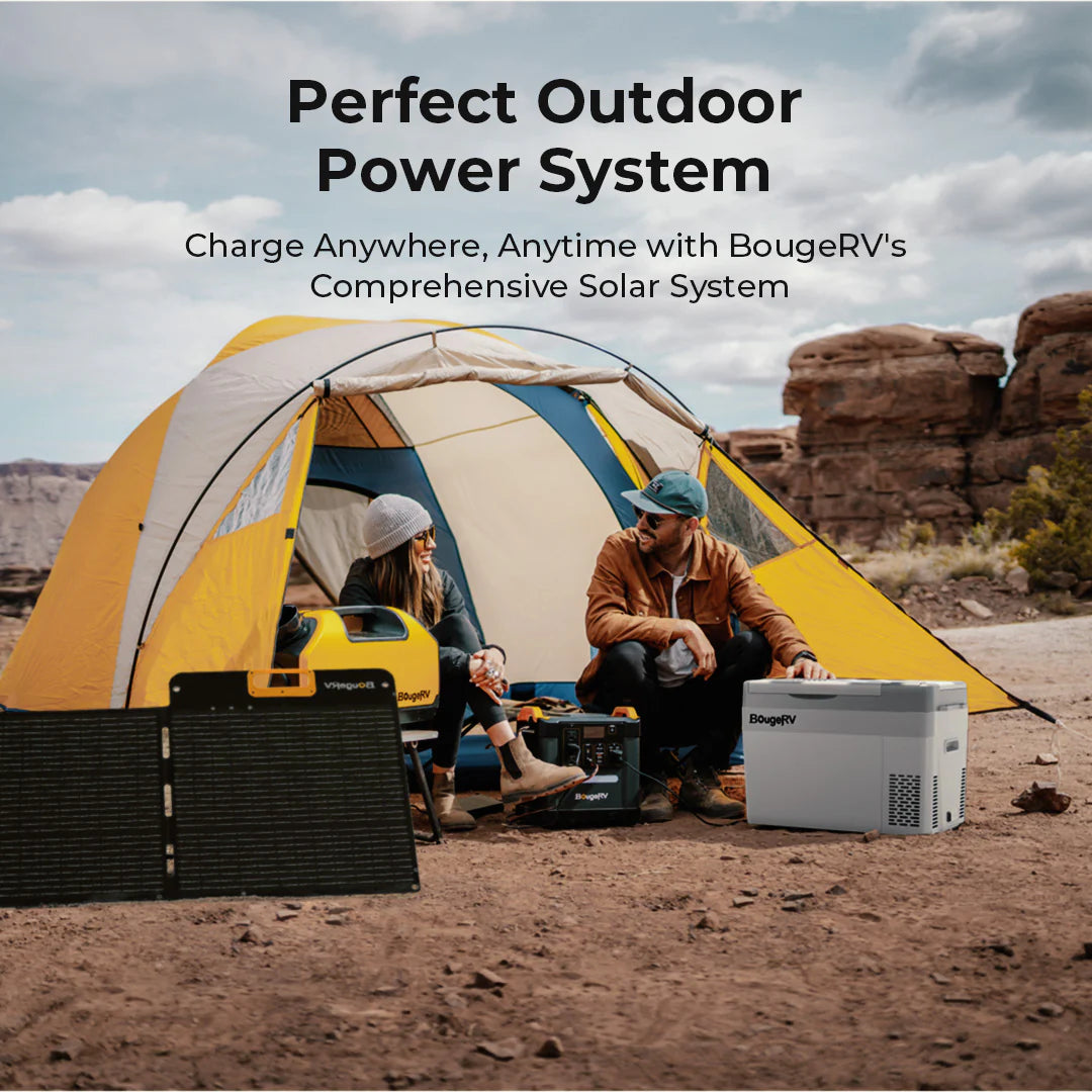 BougeRV CRPRO30 12V 30 Quart Portable Car Refrigerator Freezer - Compact White Fridge for Camping, Road Trips & Outdoor Adventures
