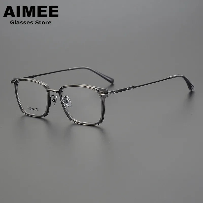 Aimee Unisex Full Rim Square Acetate Titanium Eyeglasses 6322 - Lightweight & Durable Frame for Work, Reading & Fashion