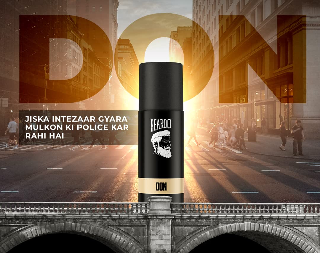 Beardo DON Long Lasting Perfume Deodorant for Men - 150ml Fresh Scent Body Spray | All-Day Protection & Fragrance | Perfect Gift for Christmas, Birthdays & Special Occasions | Ideal for Office, Gym & Date Nights