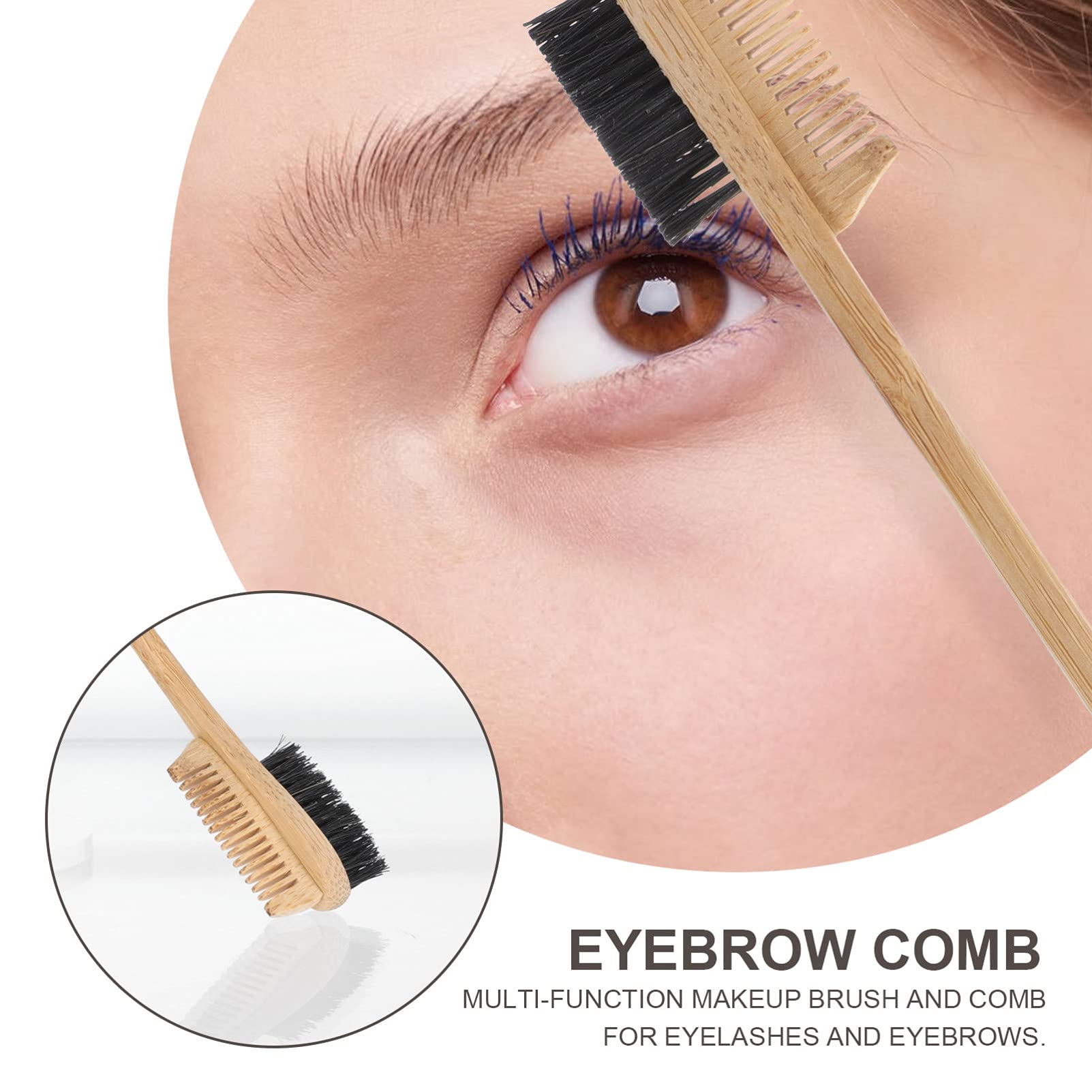 Dual Comb Brow Brush & Eyelash Comb - Wooden Handle Steel Teeth Makeup Tool for Eyebrow Grooming & Lash Separation - Perfect for Professional Makeup Artists & Home Beauty Routines