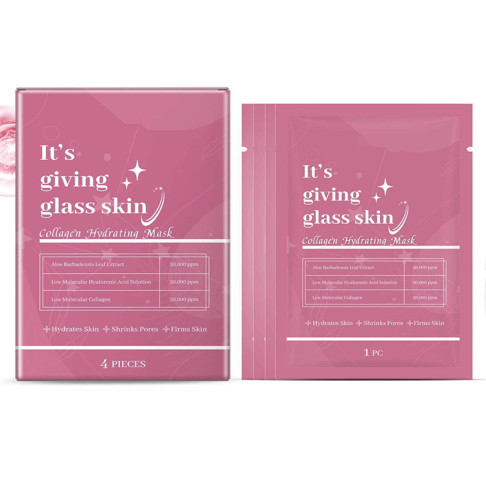 **Collagen Hydrating Face Mask - Deep Moisturizing & Nourishing Essence Sheet Mask for Dry & Sensitive Skin | Perfect for Daily Skincare, Spa Night & Travel**
