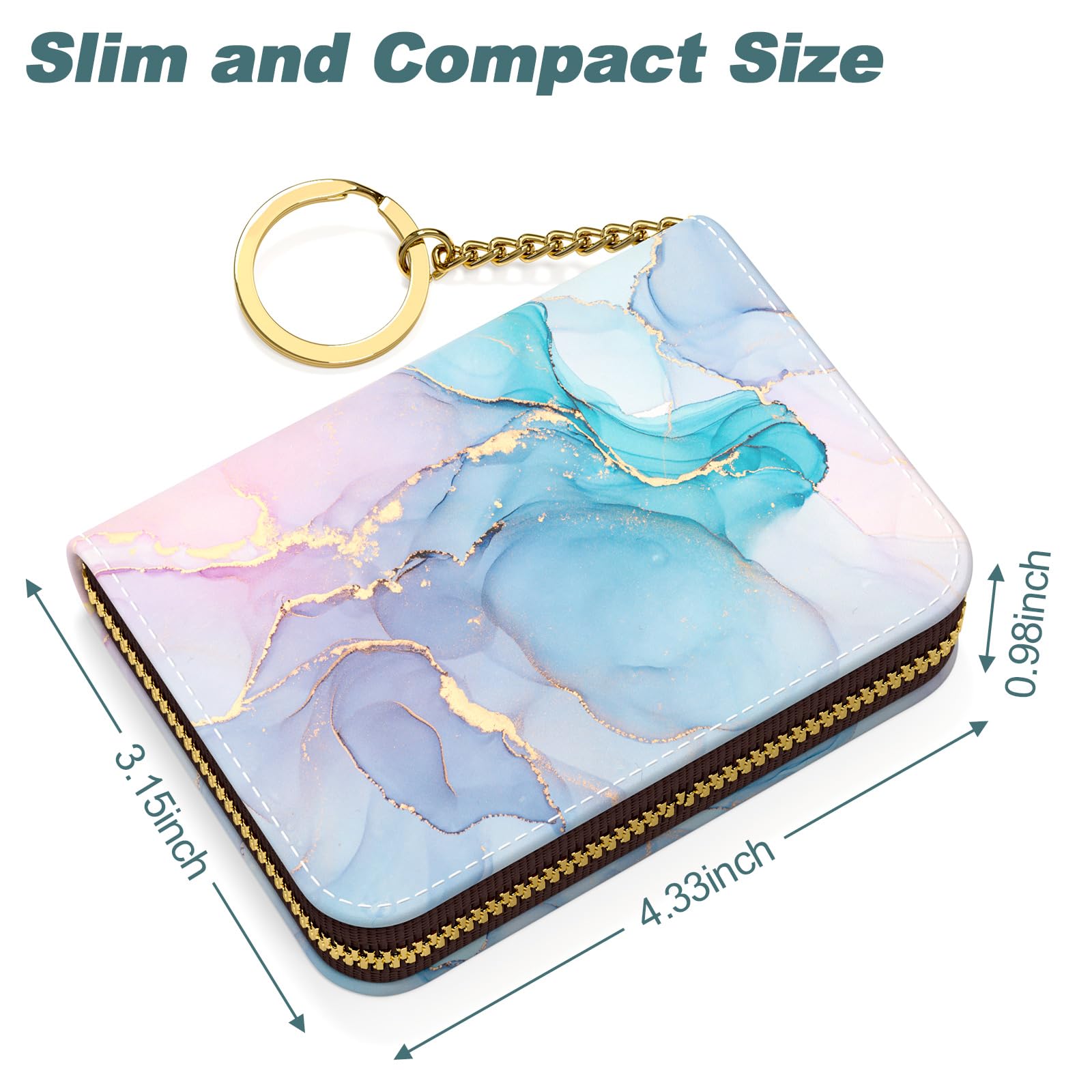 Nipichsha Women's RFID Blocking Leather Wallet – Slim Compact Design with 12 Card Slots & Colorful Ink Marble Pattern | Secure Credit Card Holder for Travel, Shopping & Everyday Use