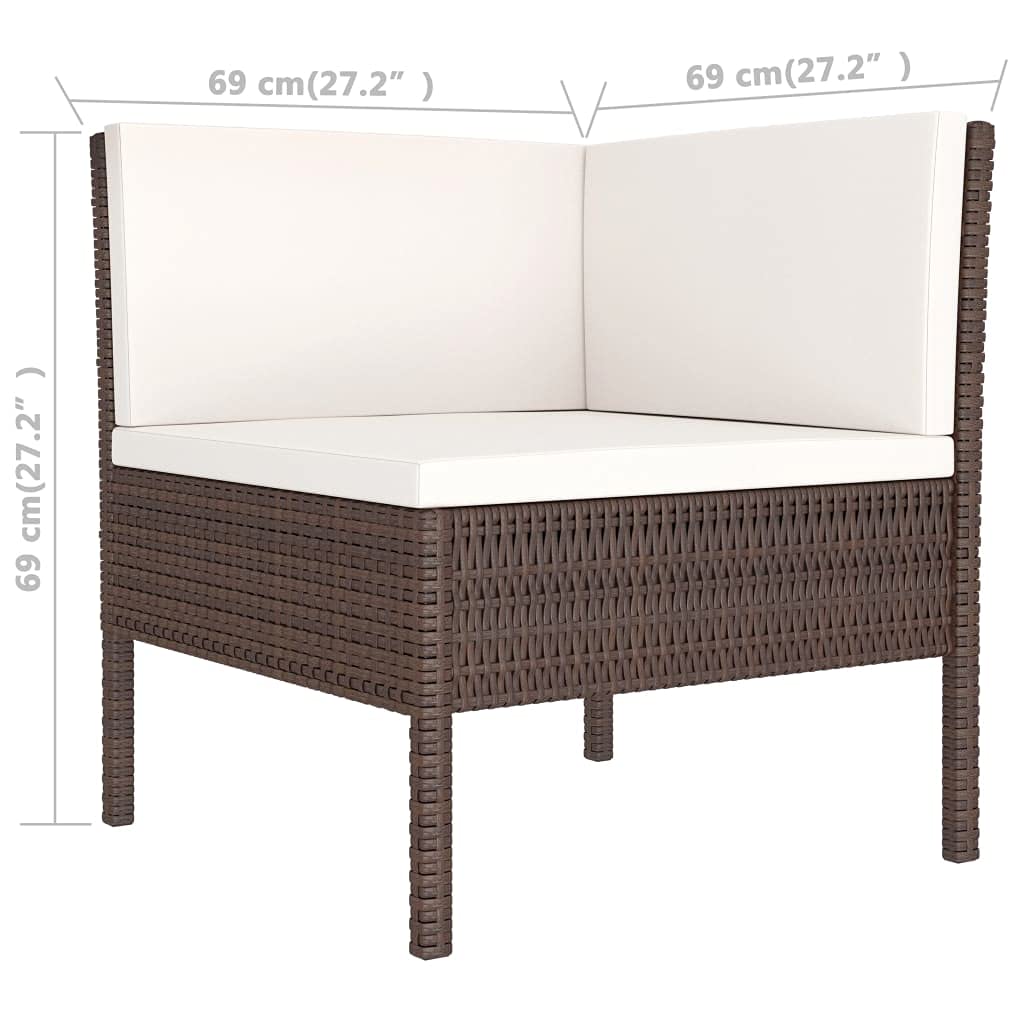3-Piece Brown Poly Rattan Garden Lounge Set with Cushions - Outdoor Patio Furniture Sectional Sofa, Loveseat & Coffee Table - Perfect for Backyard, Poolside & Garden Relaxation