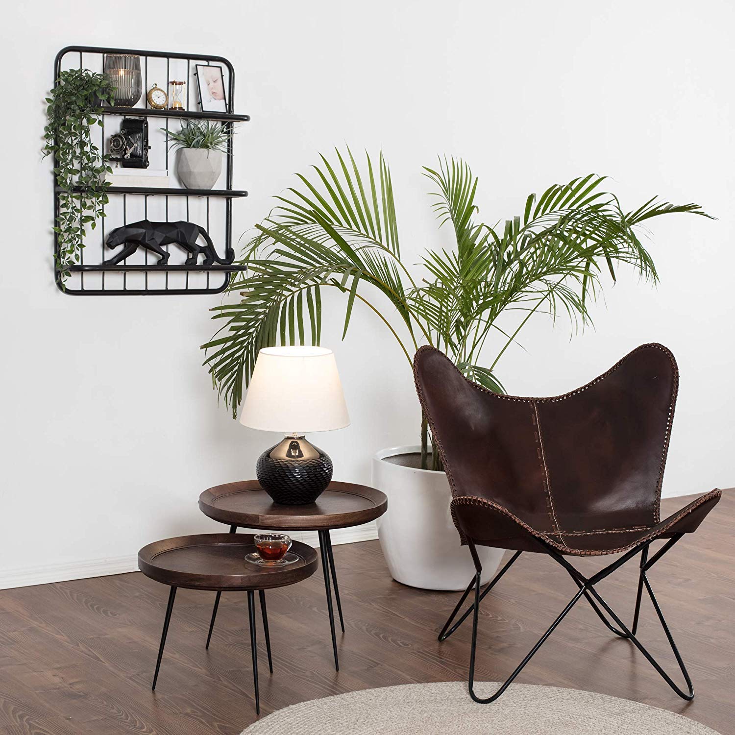 Genuine Leather Butterfly Chair - Handmade Accent Armchair with Iron Frame, Comfortable Lounge & Recliner, Hand-Stitched Industrial Design - Perfect for Living Room, Patio, or Office Relaxation