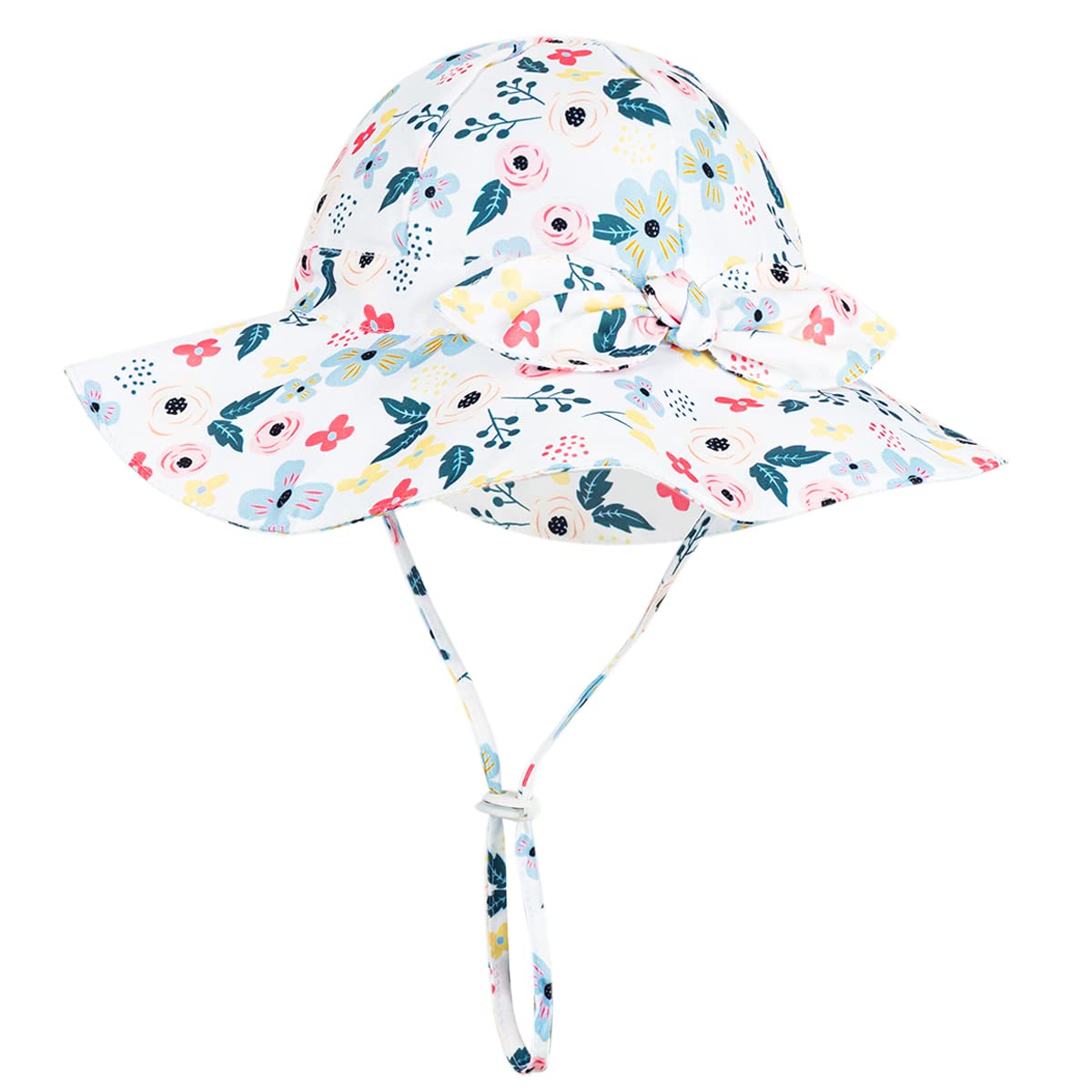 DANMY UPF 50+ Baby Girl Sun Hat - Adjustable Wide Brim Bucket Hat for Sun Protection - Perfect for Beach, Outdoor Play & Summer Activities
