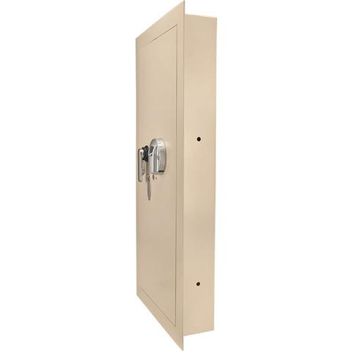Barska AX12408 Biometric Wall Safe - Fingerprint & Key Entry Home Security Safe for Cash, Jewelry, Documents - Beige | Ideal for Bedroom, Office, or Closet Installation