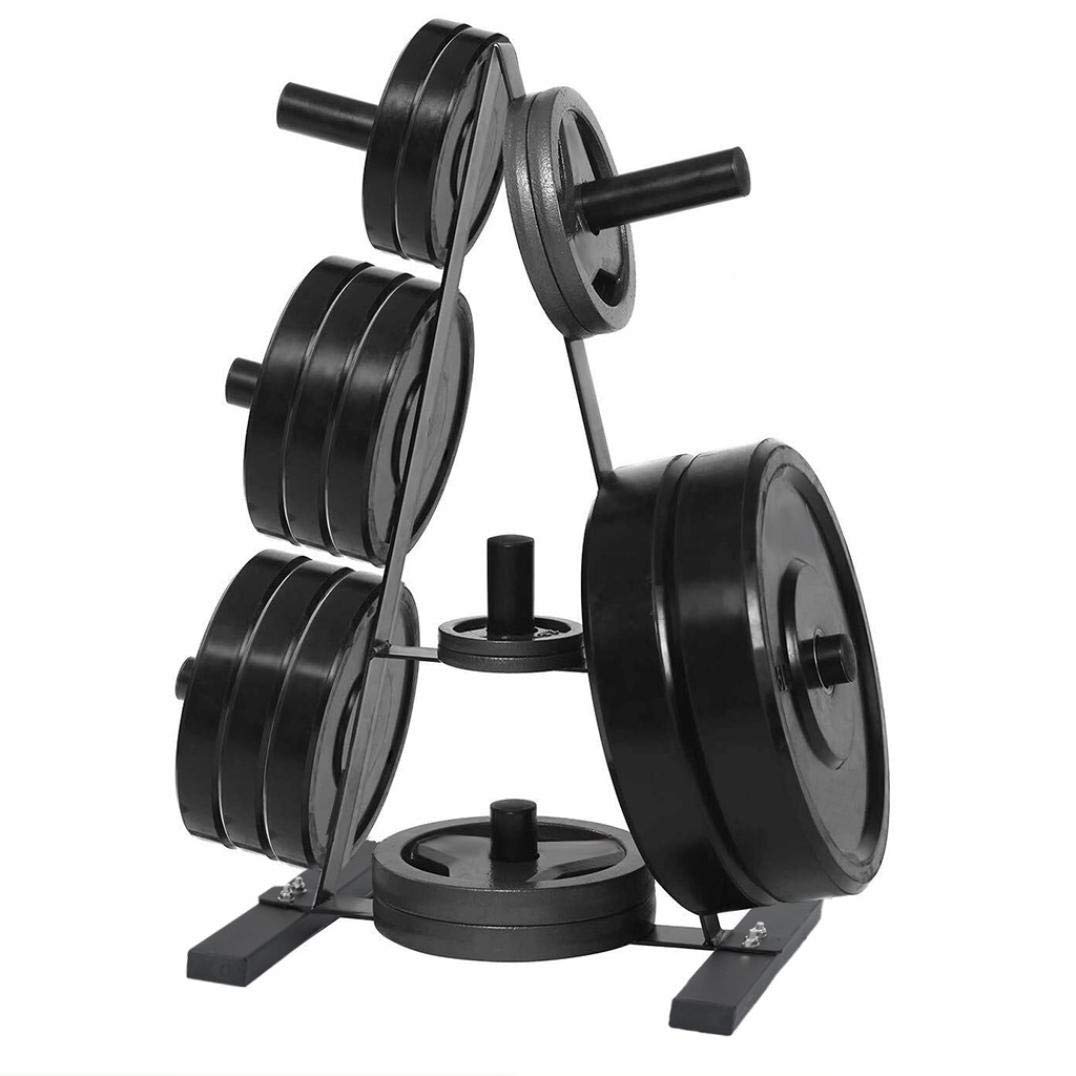 YOG Olympic Weight Plate Rack - 2 Inch Dumbbell Storage Stand for Bumper Plates - Heavy Duty 400lbs Capacity Home Gym Equipment - Perfect for Garage, Basement & Home Workout Stations (Black)