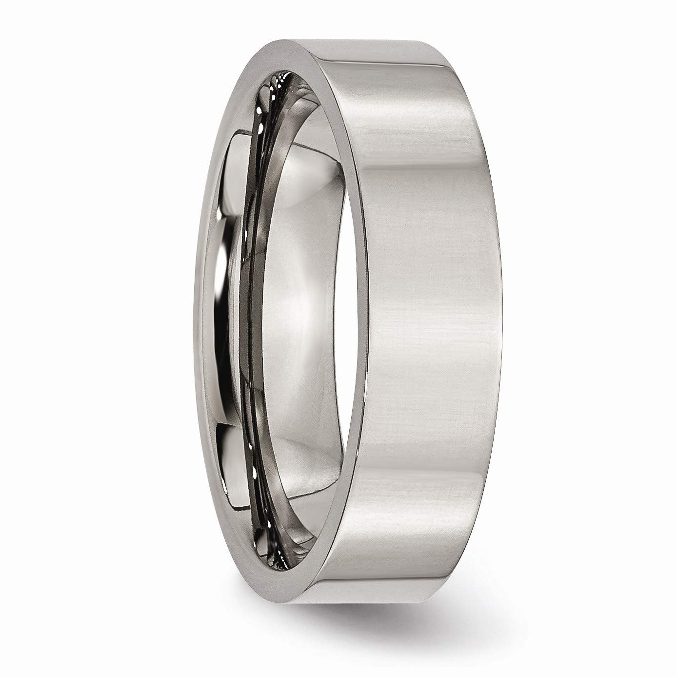 The Black Bow Titanium 6mm Polished Flat Standard Fit Band - Perfect for Men’s Everyday Wear and Formal Occasions