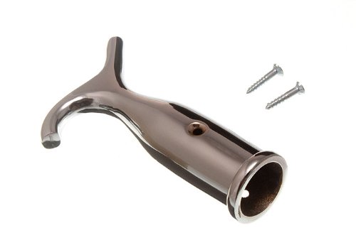 2 Pack SASH HIGH Window Pole Hooks - Premium Chromed Brass Finish with Screws Included - Perfect for Hanging Curtains, Blinds & Window Treatments