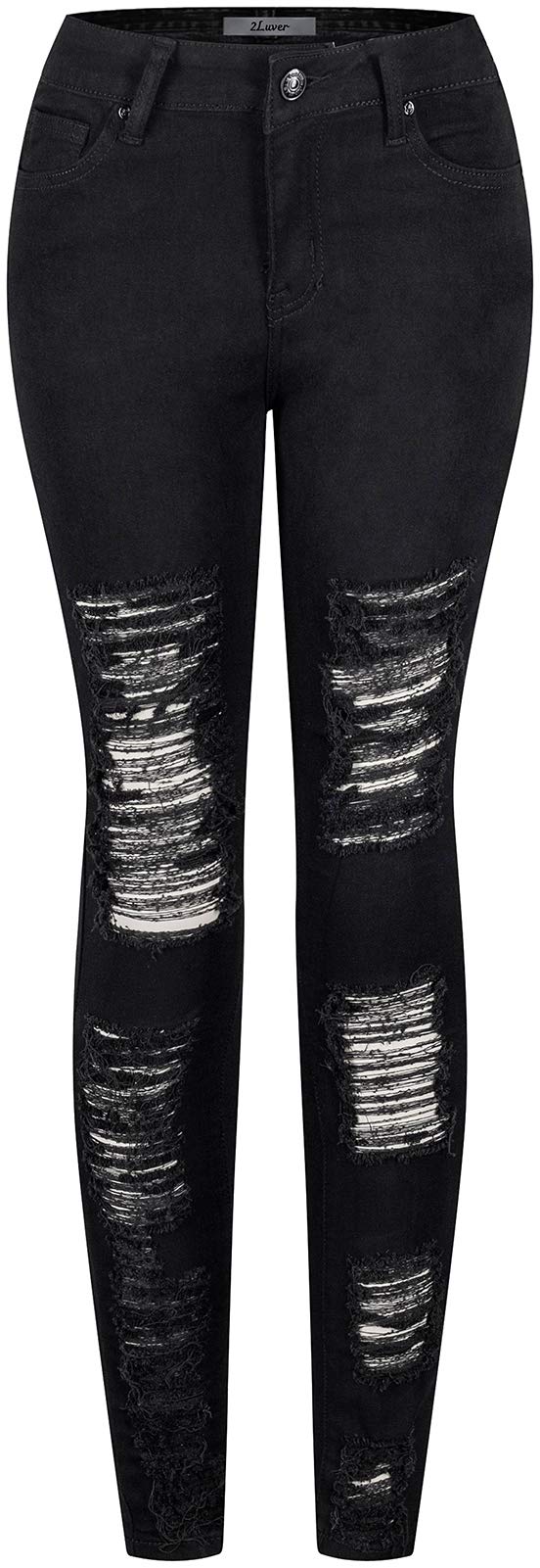 2LUV Women's Distressed Skinny Jeans - High Waist Stretch Denim Pants for Casual Wear & Night Out | Trendy Ripped Jeans for Women