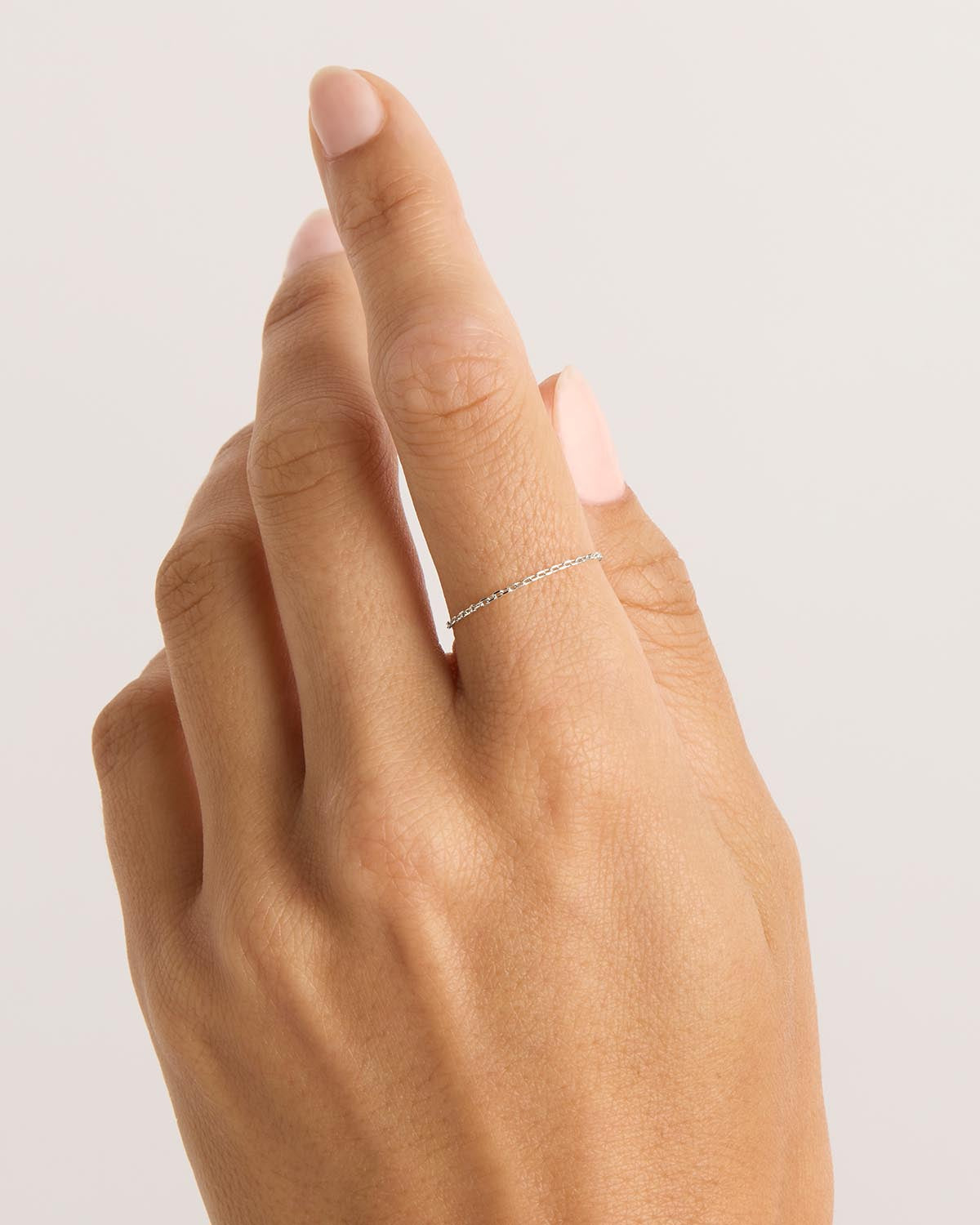 14K Solid White Gold Purity Chain Ring for Women - Dainty Stackable Wedding Band, Anniversary Gift & Everyday Jewelry - Perfect for Bridal, Engagement & Special Occasions