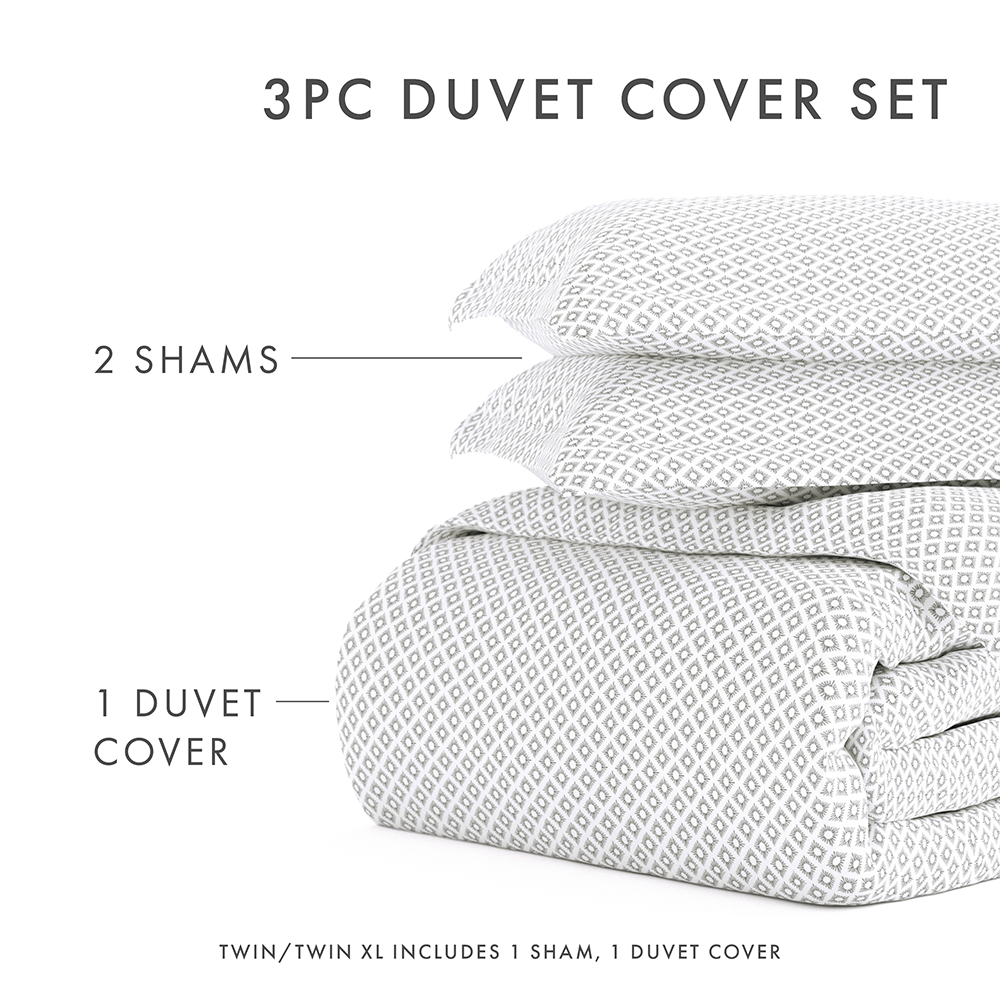 Polaris Pattern 3 Piece Duvet Cover Set - Queen Size Soft Bedding with Pillowcases - Luxury Bedroom Decor for Modern Homes & Guest Rooms