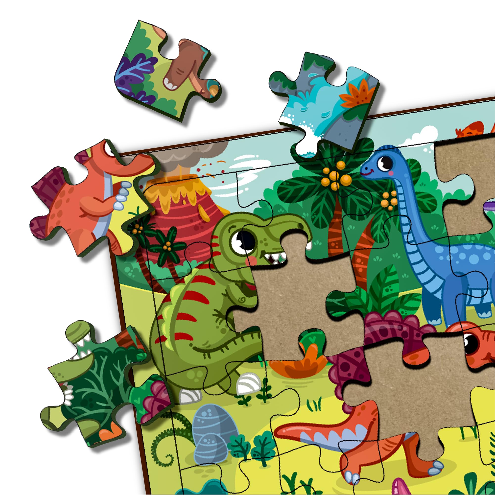 35-Piece Wooden Dinosaur Jigsaw Puzzle for Kids Ages 3+ | Educational Preschool Learning Toy with Wooden Tray | STEM Puzzle Game for Toddlers & Children | Perfect for Birthday Gifts, Classroom Activities & Family Game Night