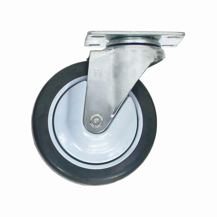 5 Clean Wheel System™ Swivel Plate Casters for Vinyl & Poly Trucks - Heavy Duty Smooth Rolling Wheels for Warehouse Carts, Industrial Equipment, and Material Handling