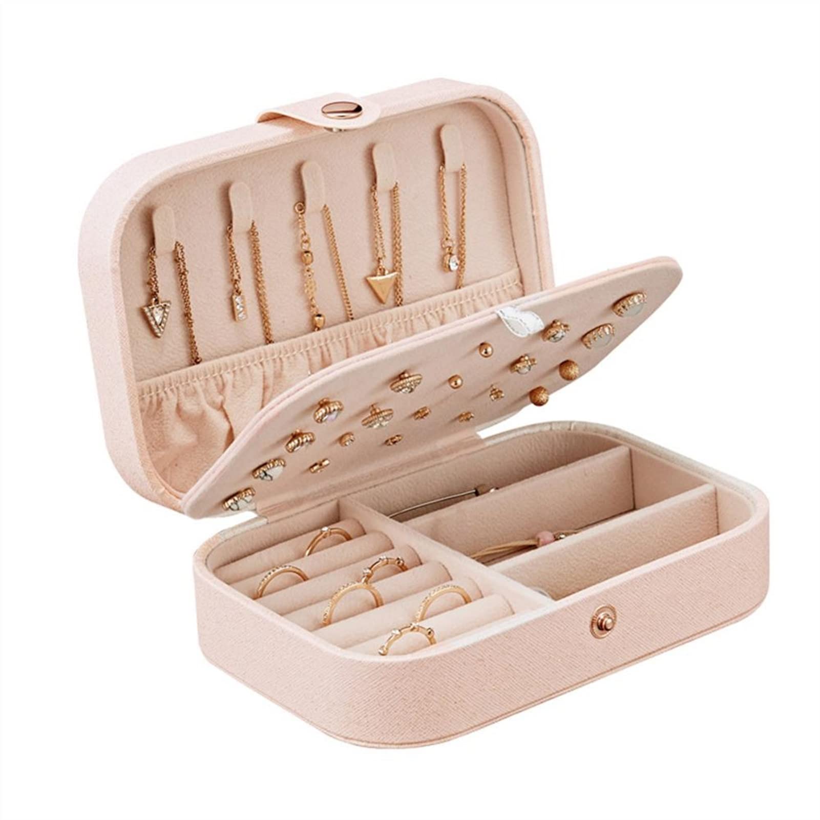 Zhengbo 2021 Universal Jewelry Organizer - Leather Travel Jewelry Case with Zipper, Portable Jewelry Storage Box for Earrings, Rings & Necklaces - Perfect for Travel, Home Organization & Gift Giving (Color: 1)