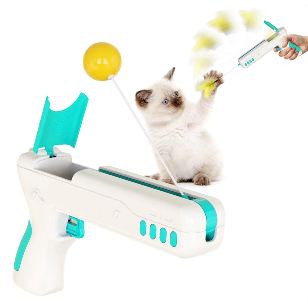 Bolcom Interactive Cat Wand Toy with Feather & Ball - Teaser Training Play for Indoor Cats & Kittens - Perfect for Exercise, Bonding & Stimulation