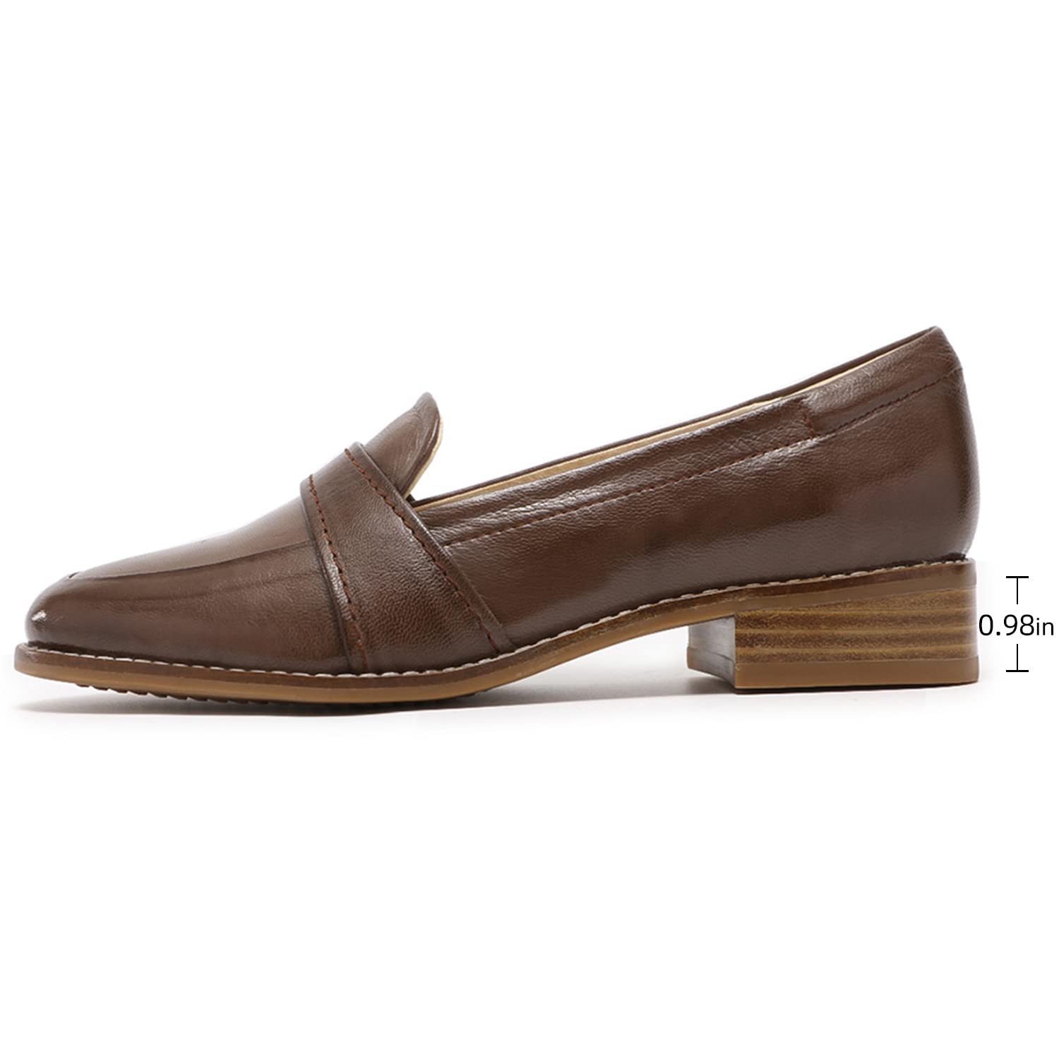 Mona Flying Women's Genuine Leather Penny Loafers - Slip On Dress Flats for Office & Casual Wear - Comfortable Work Shoes for Business Women & Professional Outfits