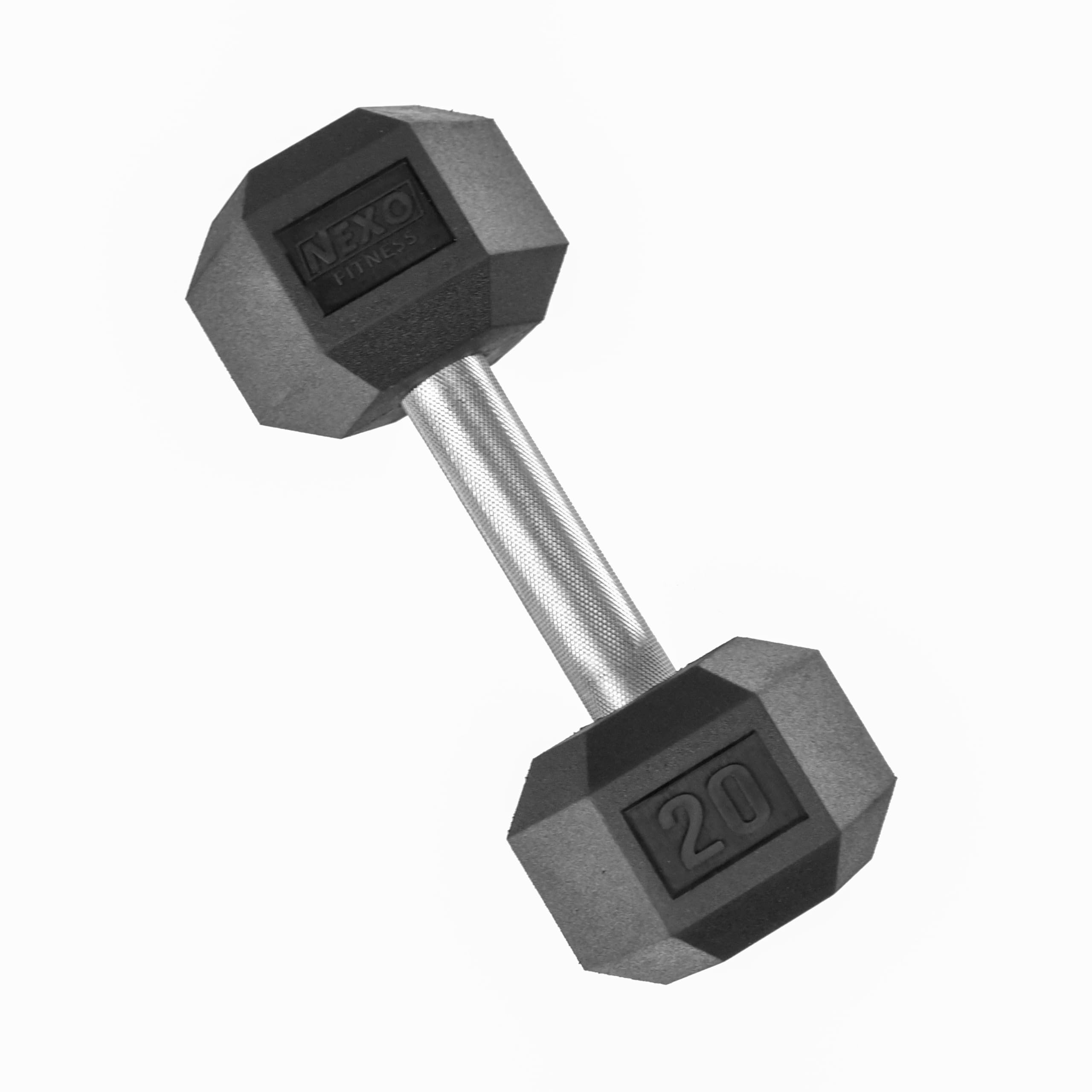 NEXO Commercial Grade Rubber Hex Dumbbells - Full Knurled Straight Handle for Strength Training, Home Gym & CrossFit Workouts | Durable Weight Lifting Equipment for Men & Women