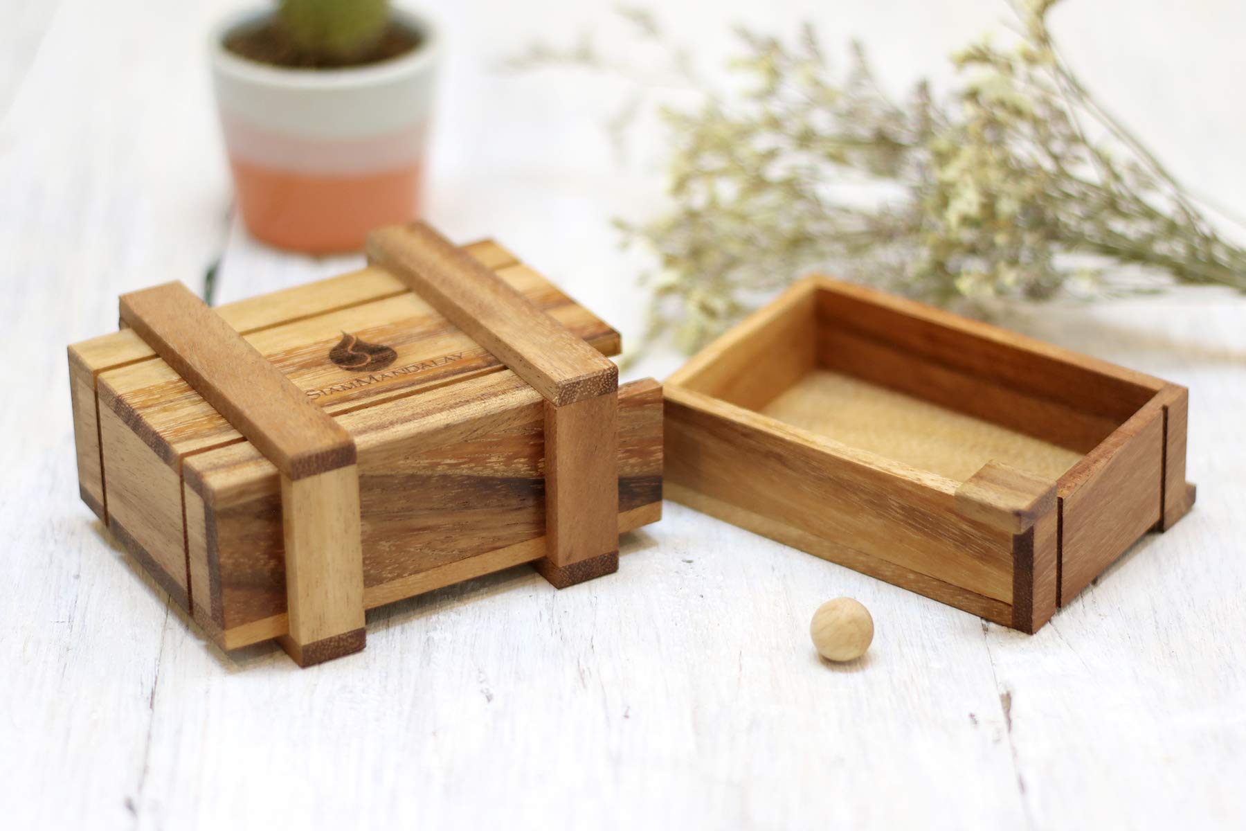 3D Wooden Puzzle Box with Hidden Secret Compartment - Brain Teaser Lock Box for Cash, Jewelry & Gift Cards | Double Magic Puzzle Box for Adults & Kids | Perfect for Gifts, Treasure Hunts & Home Decor