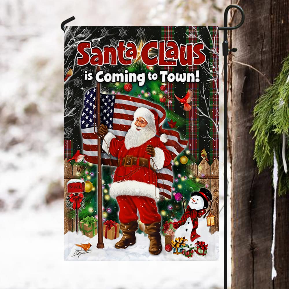 American Flag Santa Claus Christmas Yard Banner - Patriotic Holiday Decor for Outdoor Home, Garden, and Porch - Perfect for Christmas Parties, Neighborhood Decorations, and Festive Celebrations