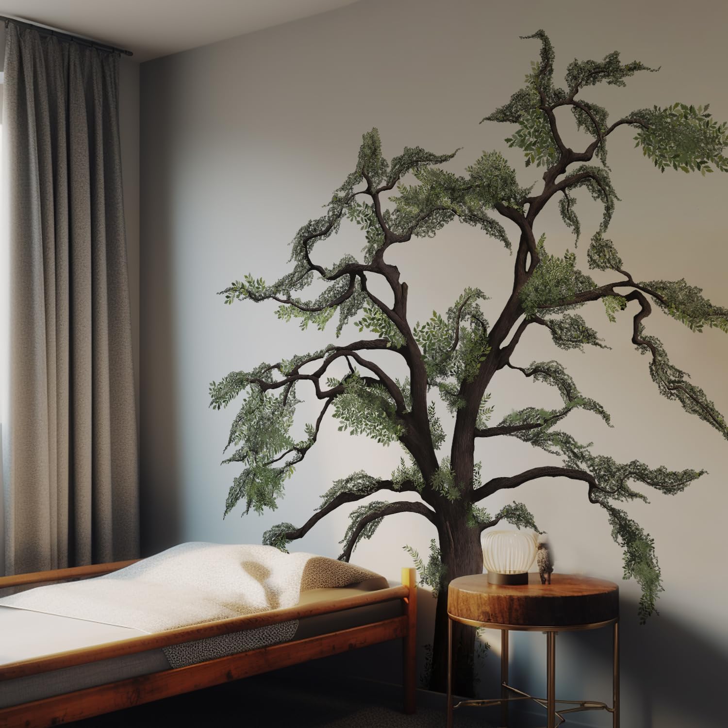 Funlife Original Hand Drawn Large Oak Tree Wall Decal - 88.58x88.58 Inch Nature-Themed Wall Art Sticker for Living Room, Nursery, Playroom - Perfect for Boys' Room Decor & Gender Neutral Spaces