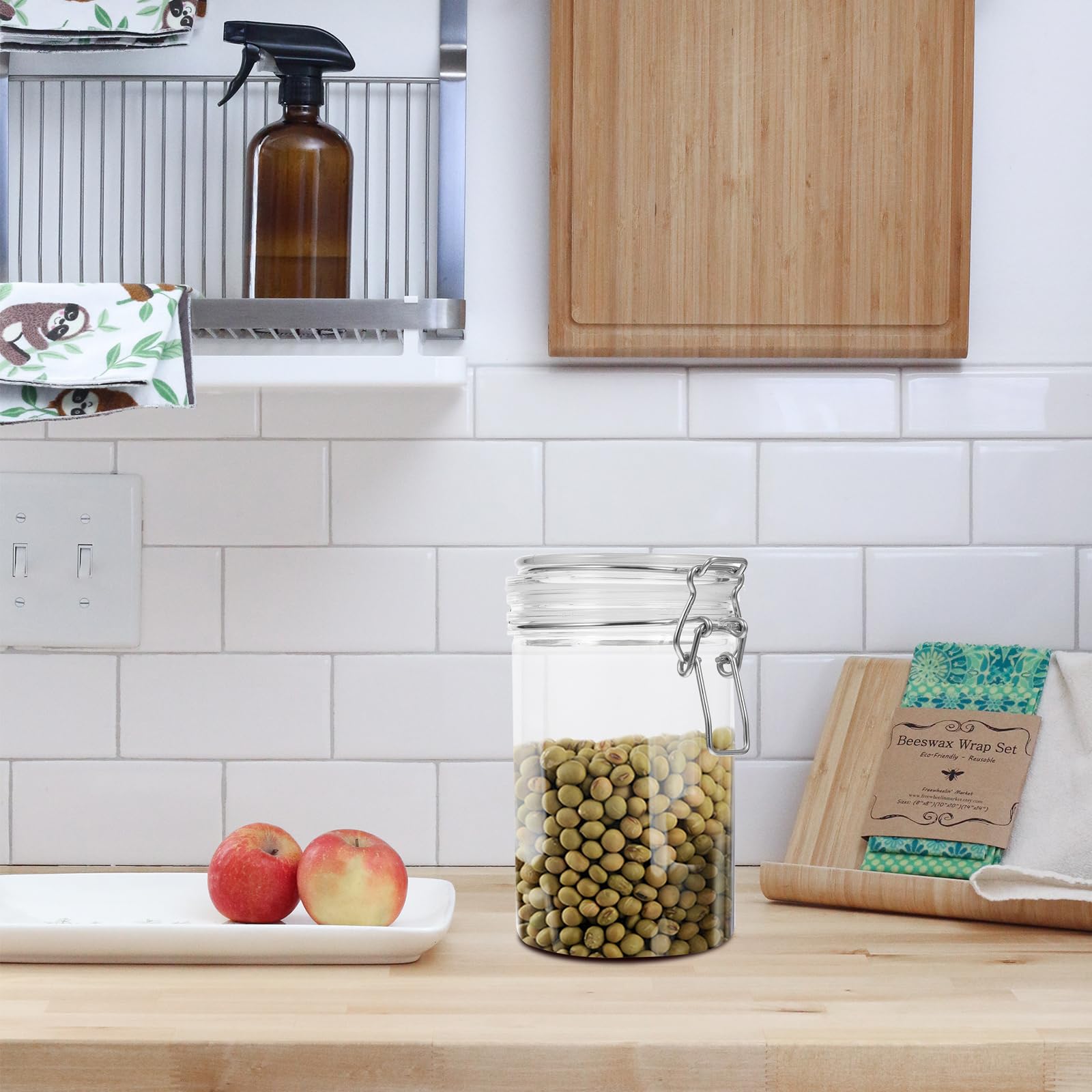 Cabilock Clear Plastic Food Dispenser - BPA-Free Honey & Condiment Storage Container with Leak-Proof Lid - Perfect for Kitchen, Pantry, Camping & Picnic Use