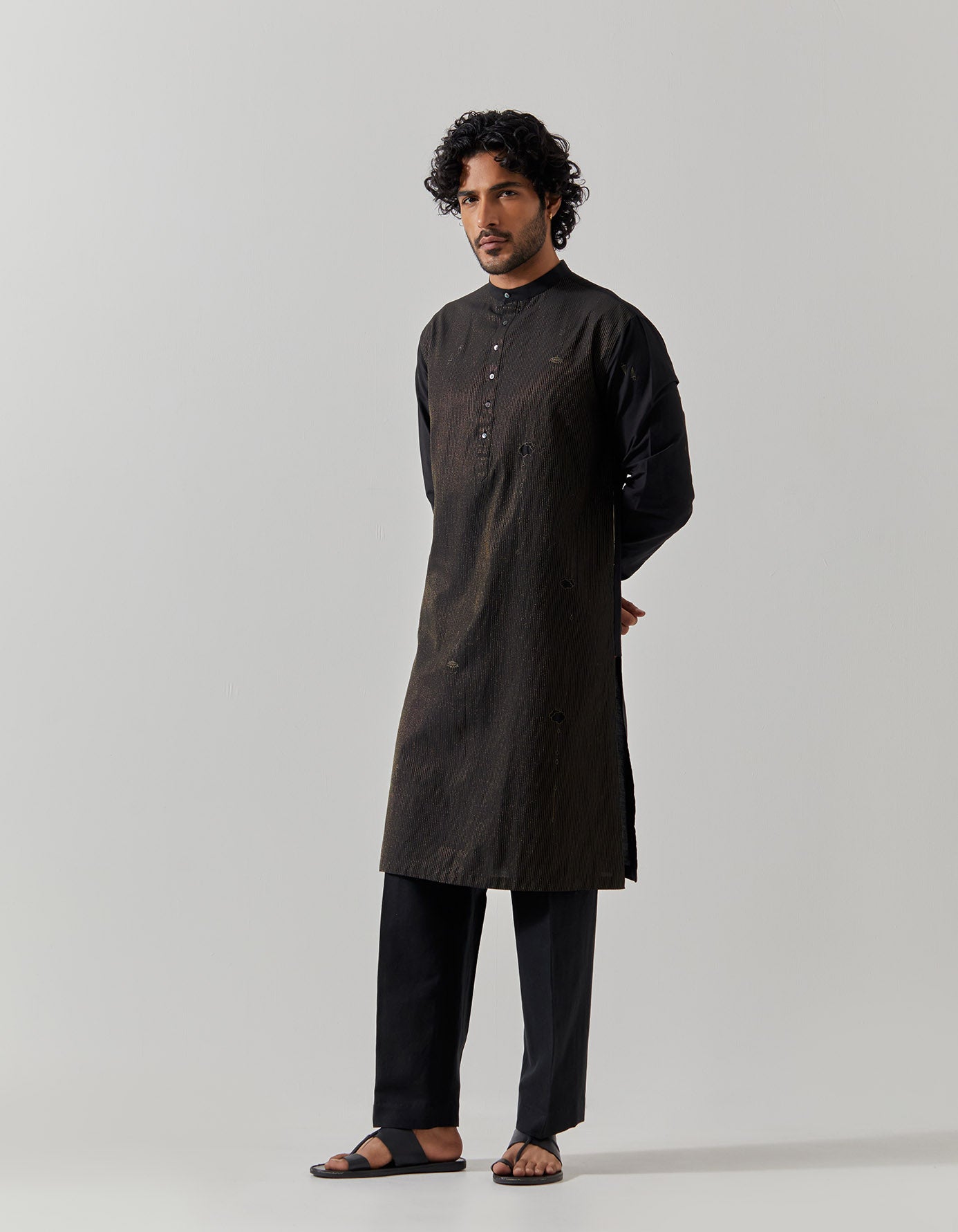 Premium Black Cotton Silk Kurta for Men - Traditional Indian Attire for Festivals, Weddings & Special Occasions