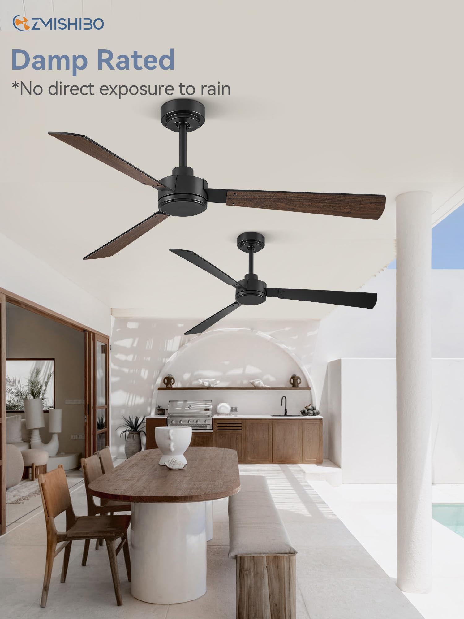 52 Inch Black Indoor/Outdoor Ceiling Fan with Remote Control - Quiet Reversible DC Motor, 6 Speed Settings, 3 Blade Modern Design for Patio, Living Room, Bedroom - Perfect for Cooling and Air Circulation in Large Spaces