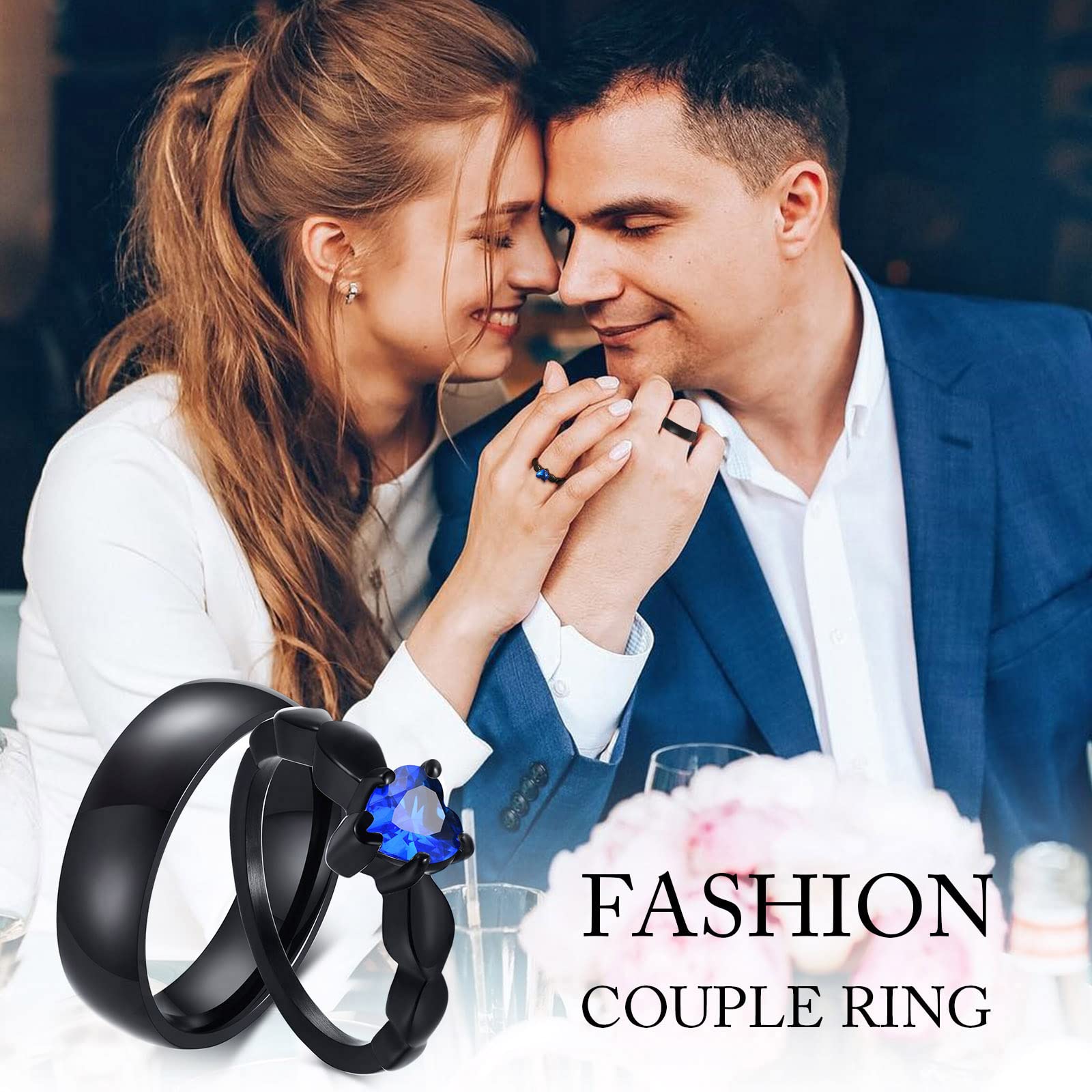VNOX 2-Piece Custom Couple Rings Set - His & Hers Stainless Steel Promise Rings, Wedding Bands & Engagement Rings for Men & Women | Perfect for Anniversaries, Valentine's Day & Romantic Gifts