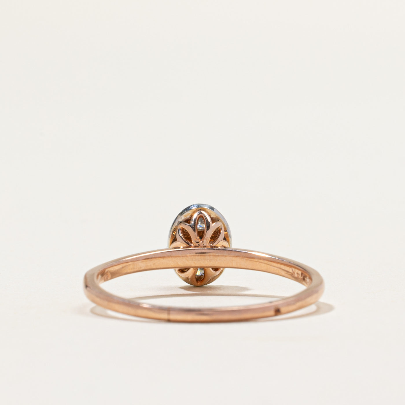 Rose Gold Diamond Oval Cluster Ring - 0.28ctw Oval Cut Diamond Engagement Ring for Women, Size 10 | Perfect for Wedding, Anniversary & Valentine's Day Gifts