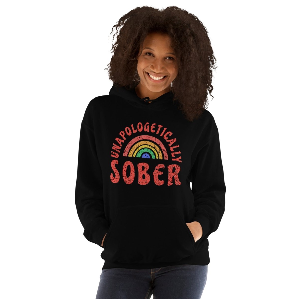 Unapologetically Sober Rainbow Pride Unisex Hoodie - LGBTQ+ Ally Apparel for Sober Celebrations & Pride Events