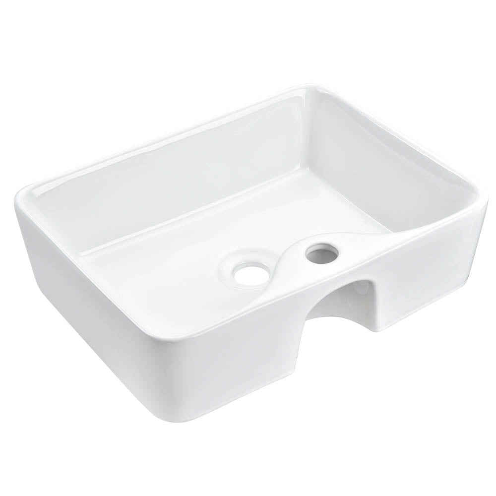 TheLAShop White Ceramic Vessel Sink - 19x15 Inch Raised Bathroom Sink for Modern Vanity, Countertop or Powder Room Installation