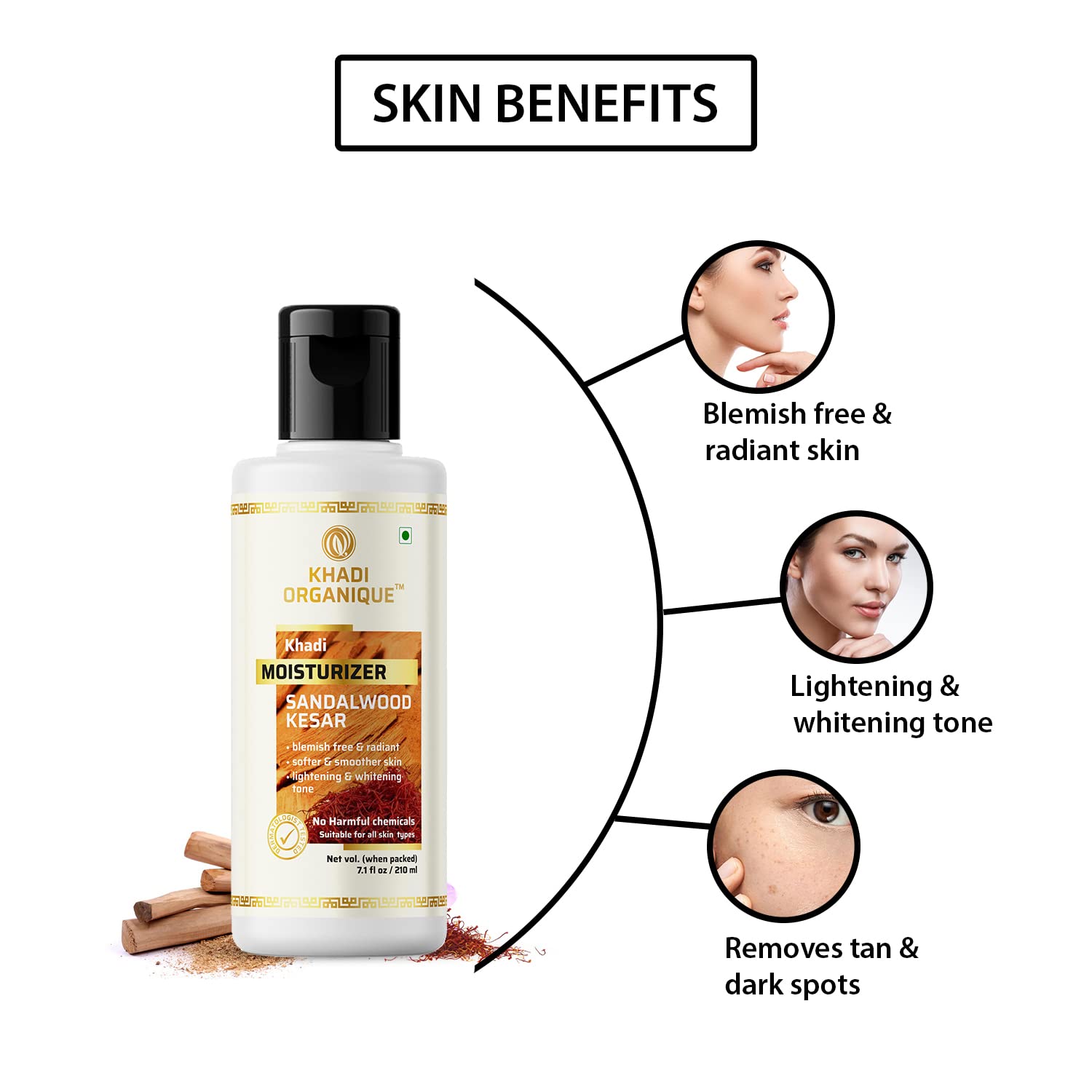 Khadi Organique Sandalwood & Honey Body Wash with Kesar Moisturizer - 2 Pack for Dry Skin Care & Hydration | Perfect for Daily Shower & Spa Day at Home