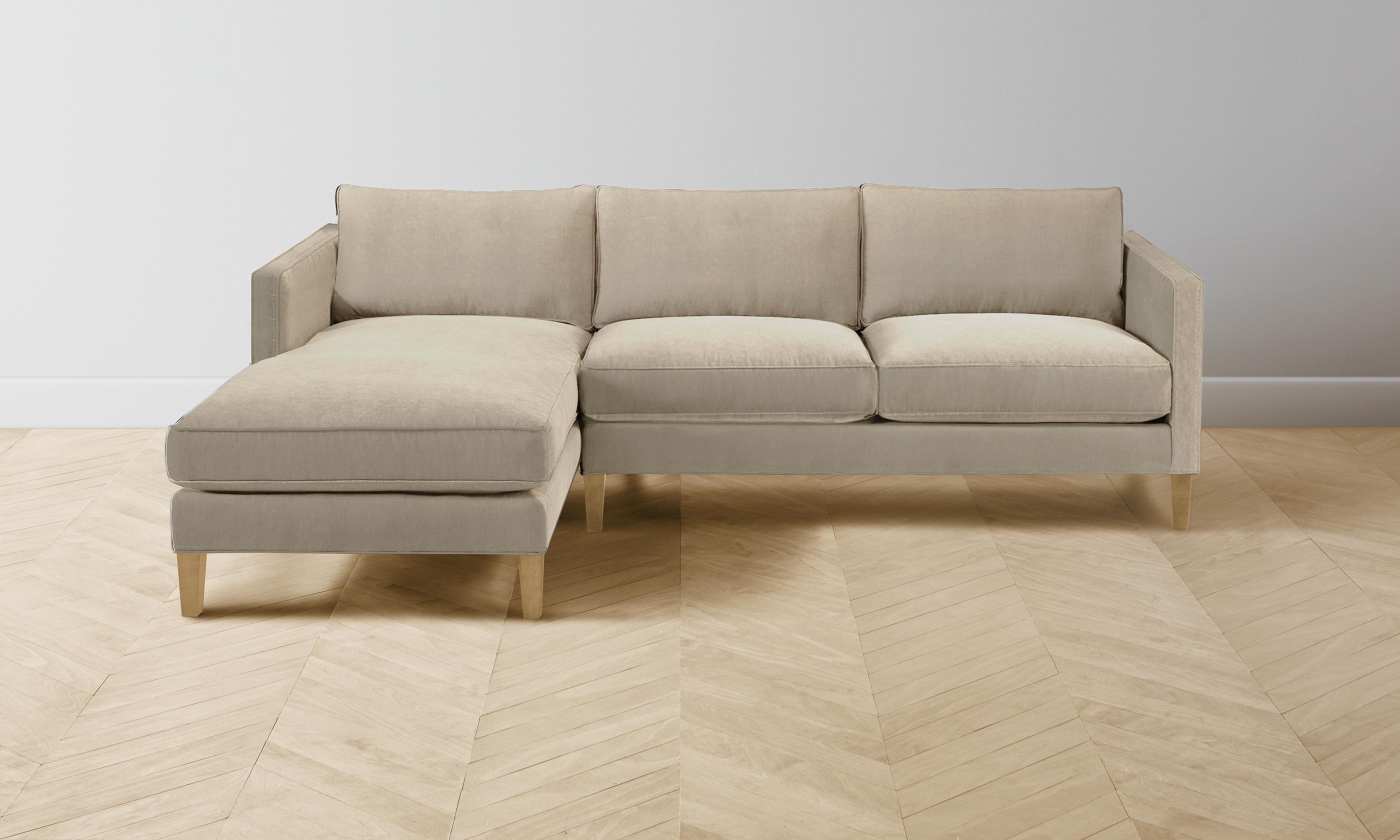 Crosby Sectional Sofa - Performance Velvet Taupe Upholstery, Modern Living Room Furniture for Comfort & Style | Perfect for Family Gatherings & Movie Nights