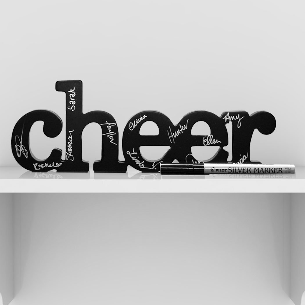 ChalkTalkSPORTS Cheer Wooden Words - Handcrafted Wood Sign for Shelf & Desk Décor - Perfect for Home, Office & Sports Team Spirit