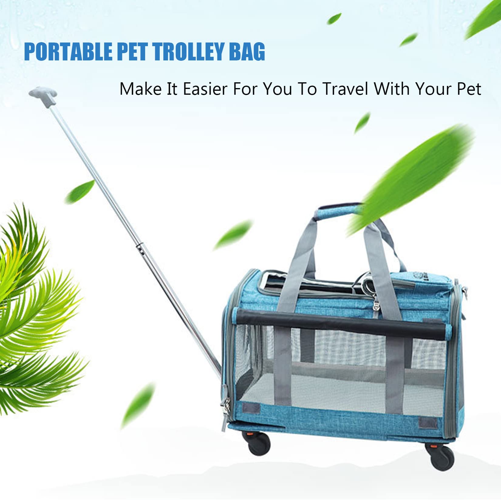 Premium Pet Stroller for Cats & Small Dogs - Detachable Base, Adjustable Handle, Foldable & Breathable Pet Carrier with Wheels - Ideal for Travel, Vet Visits & Outdoor Walks (Blue, Model P719)