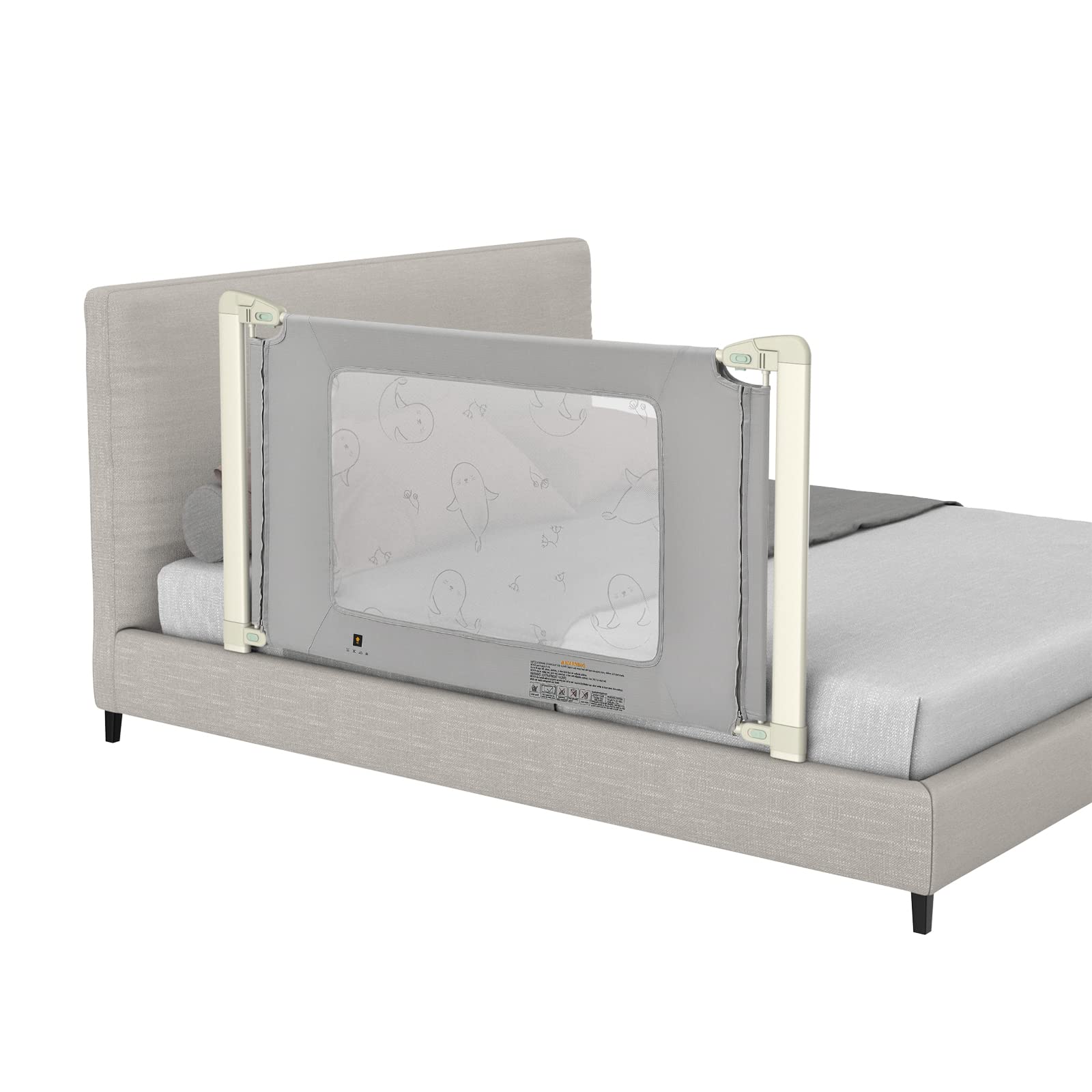 COSTWAY 150/180/200 cm Adjustable Baby Bed Rail, 80-95 cm Height, Universal Bed Guard with Connectors for Twin/Queen/King Size Beds - Perfect for Toddler Safety & Transitioning to Big Kid Beds