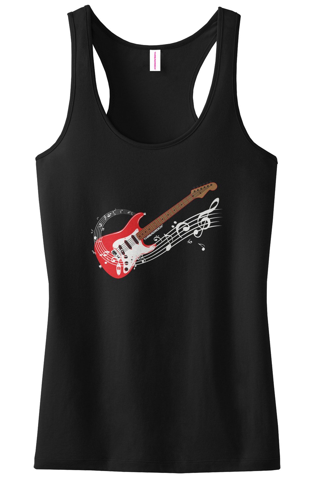Threadrock Women's Electric Guitar Print Racerback Tank Top - Stylish Music Lover Apparel for Concerts, Parties & Casual Wear