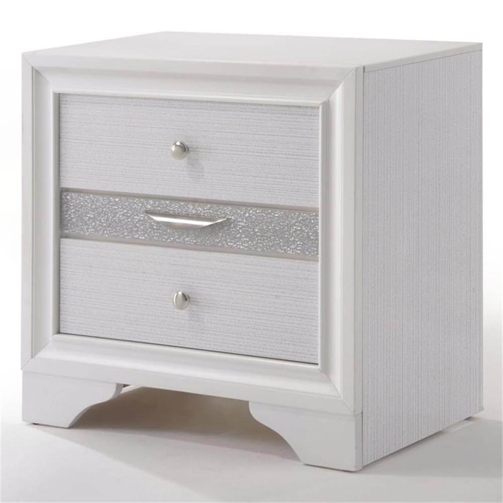 BOWERY HILL White Square Wood 3-Drawer Nightstand - Modern Bedside Table for Bedroom, Living Room & Office Storage